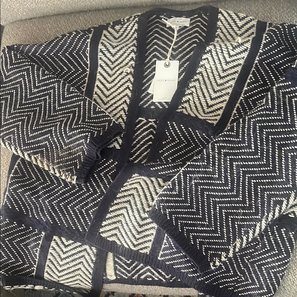 Lucky Brand Black and White Chevron Cardigan